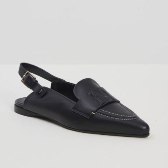 New Without Box Max Mara Black Leather Slingbacks Size: EU39 US8.5 Spring - Picture 2 of 15